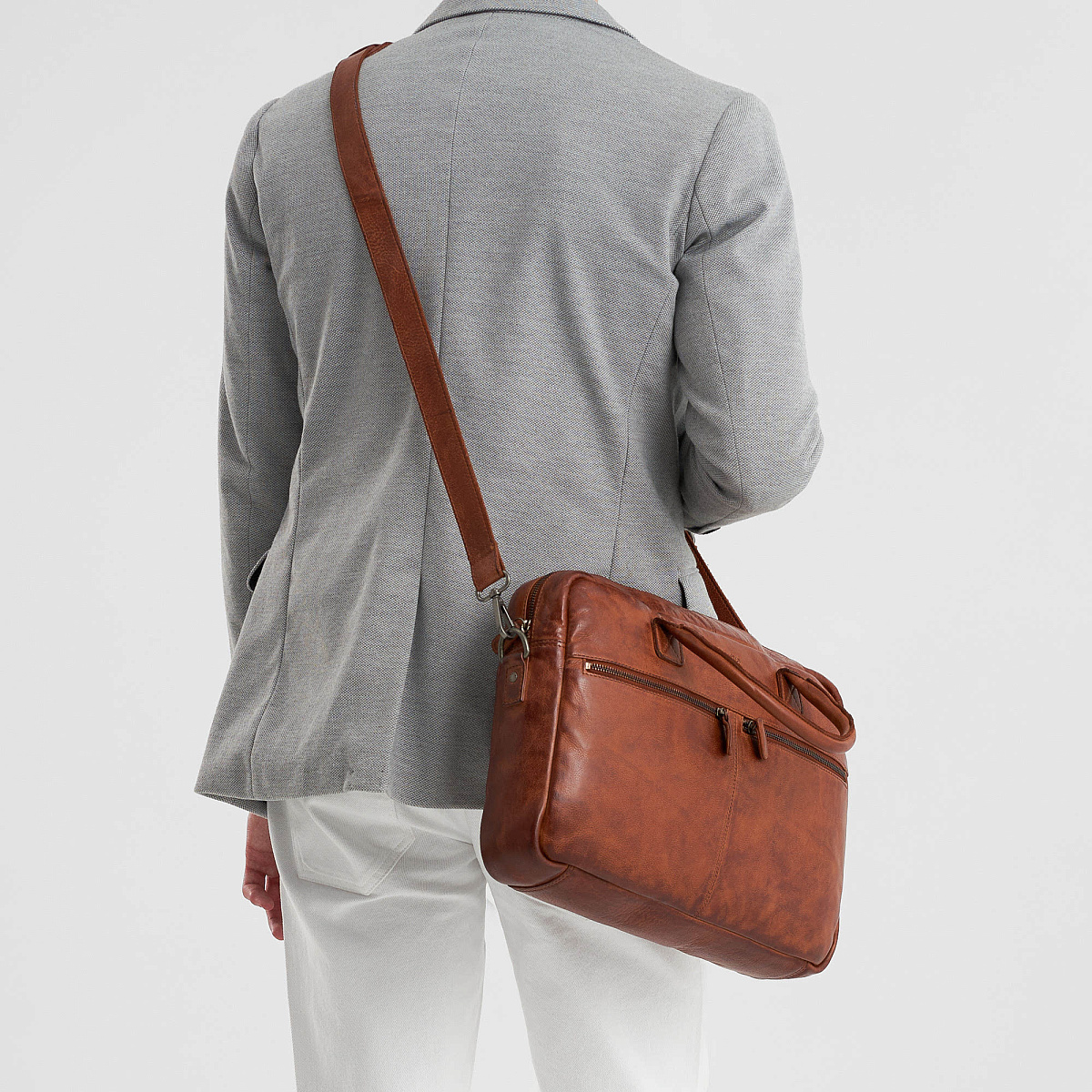 Деловая сумка Dr.Koffer из натуральной кожи коричневая