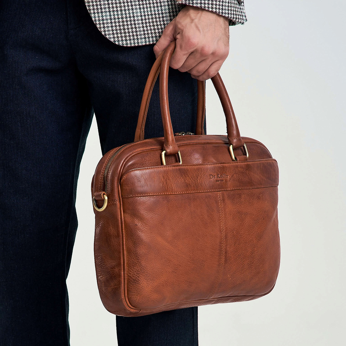 Деловая сумка Dr.Koffer из натуральной кожи коричневая