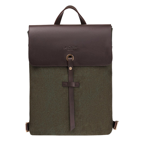 Рюкзак Dr.Koffer из канваса и натуральной кожи зеленый
