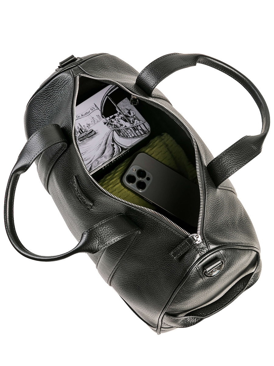 Дорожная сумка Dr. Koffer из натуральной кожи черная