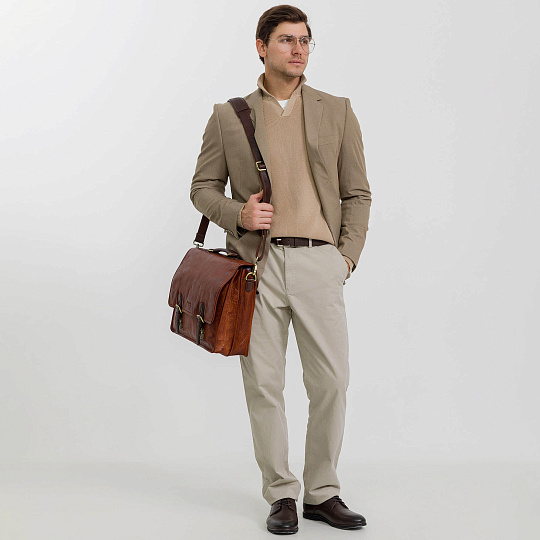 Портфель Dr.Koffer из натуральной кожи светло-коричневый