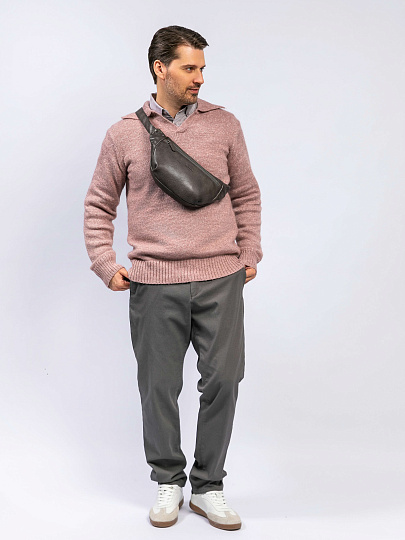 Сумка на пояс Dr. Koffer из натуральной кожи серая