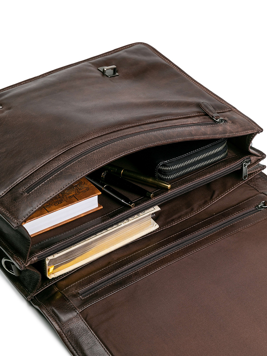 Портфель Dr.Koffer из натуральной кожи темно-коричневый