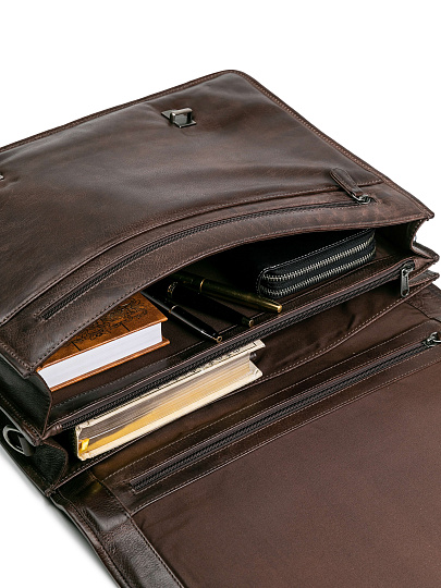 Портфель Dr.Koffer из натуральной кожи темно-коричневый