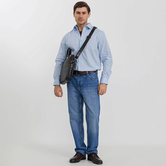 Деловая сумка Dr.Koffer из натуральной кожи черная