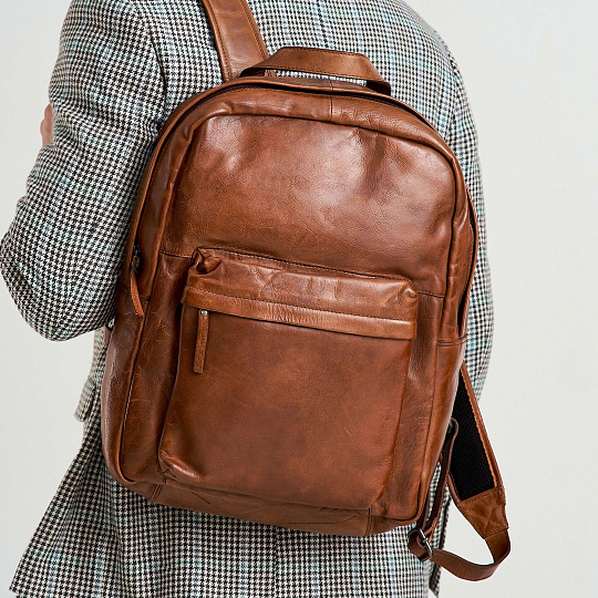 Рюкзак Dr.Koffer из натуральной кожи светло-коричневый