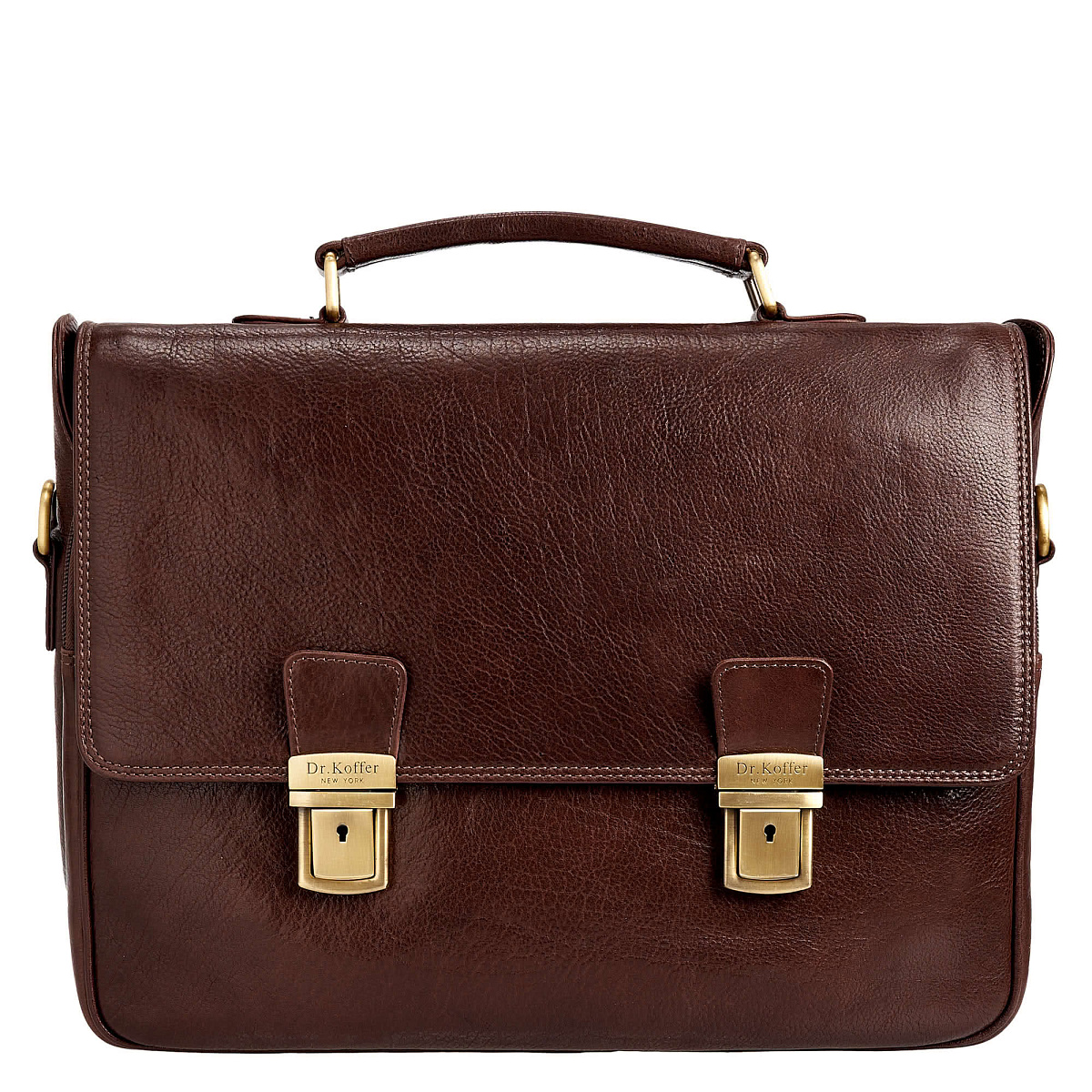 Портфель Dr.Koffer из натуральной кожи темно-коричневый