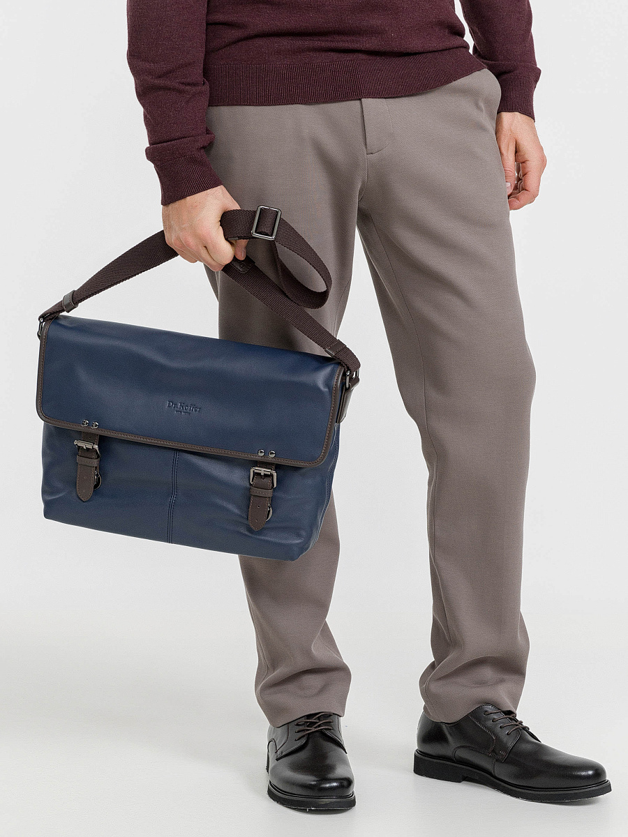 Сумка через плечо Dr.Koffer из натуральной кожи синяя