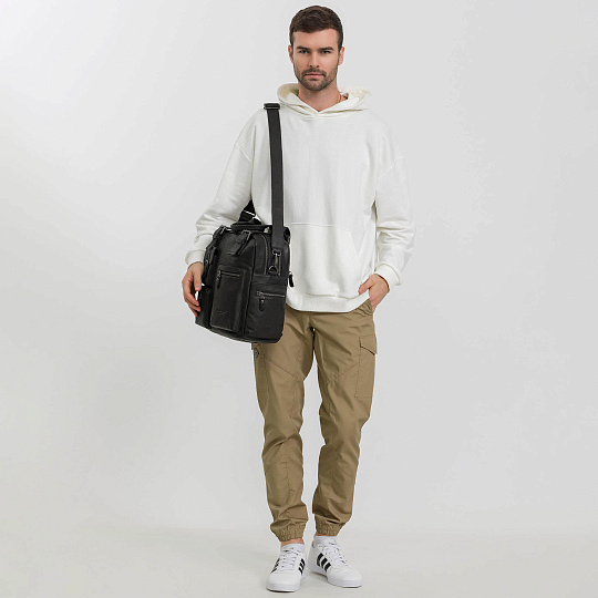 Деловая сумка Dr.Koffer из натуральной кожи черная