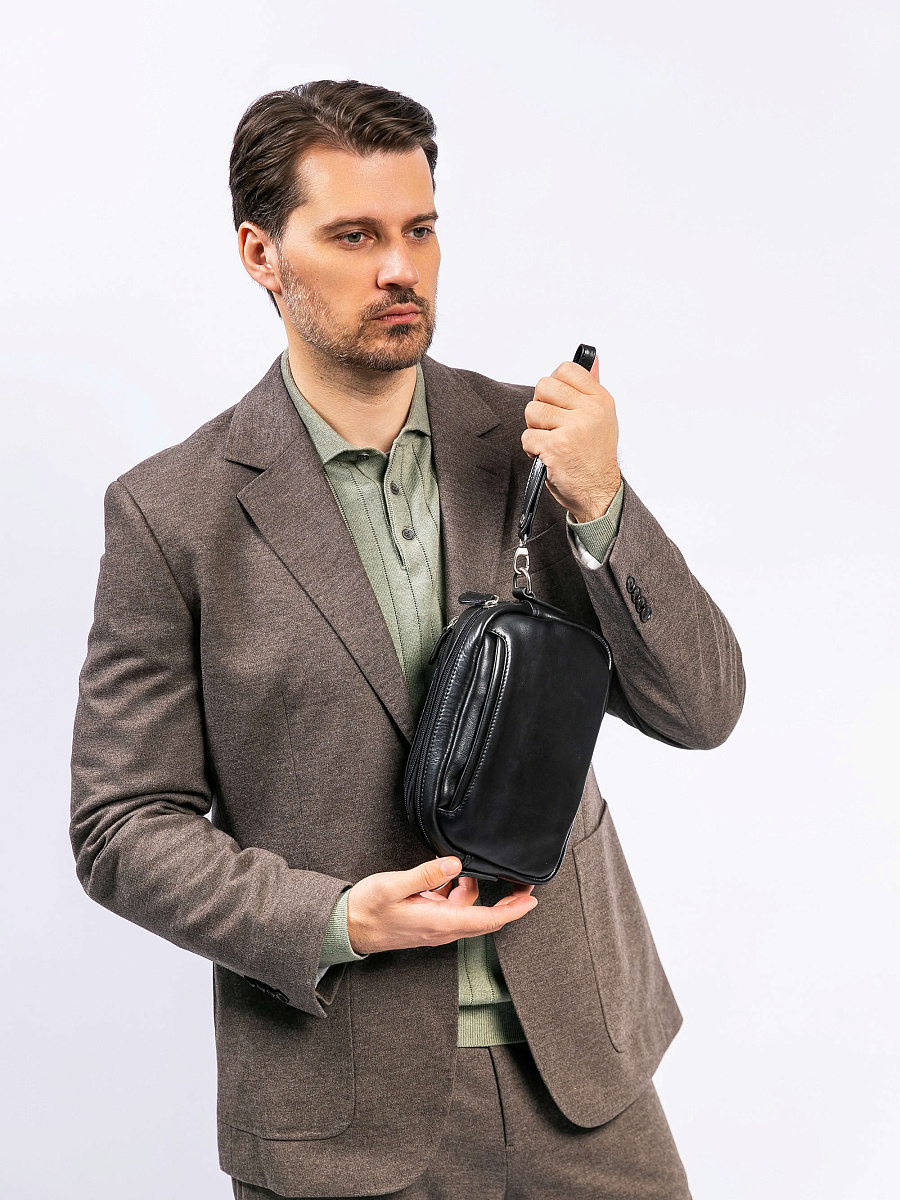 Сумка-визитка Dr. Koffer из натуральной кожи черная