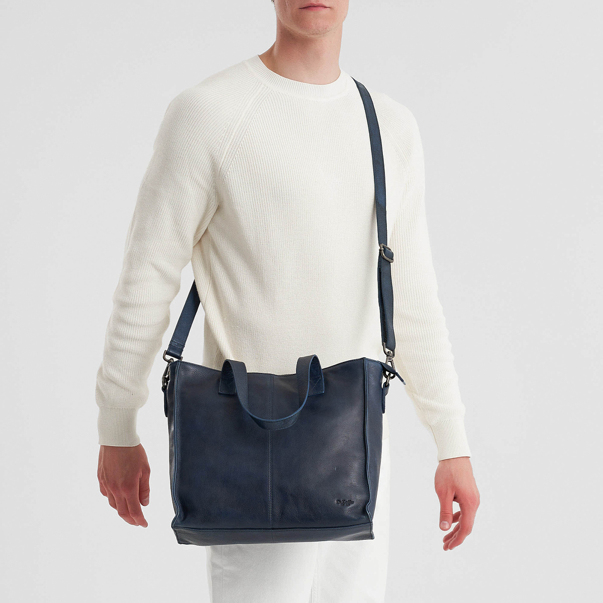 Деловая сумка Dr.Koffer из натуральной кожи синяя