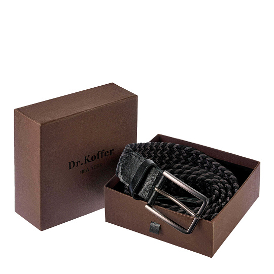 Ремень Dr.Koffer из натуральной кожи и текстиля черно-серый
