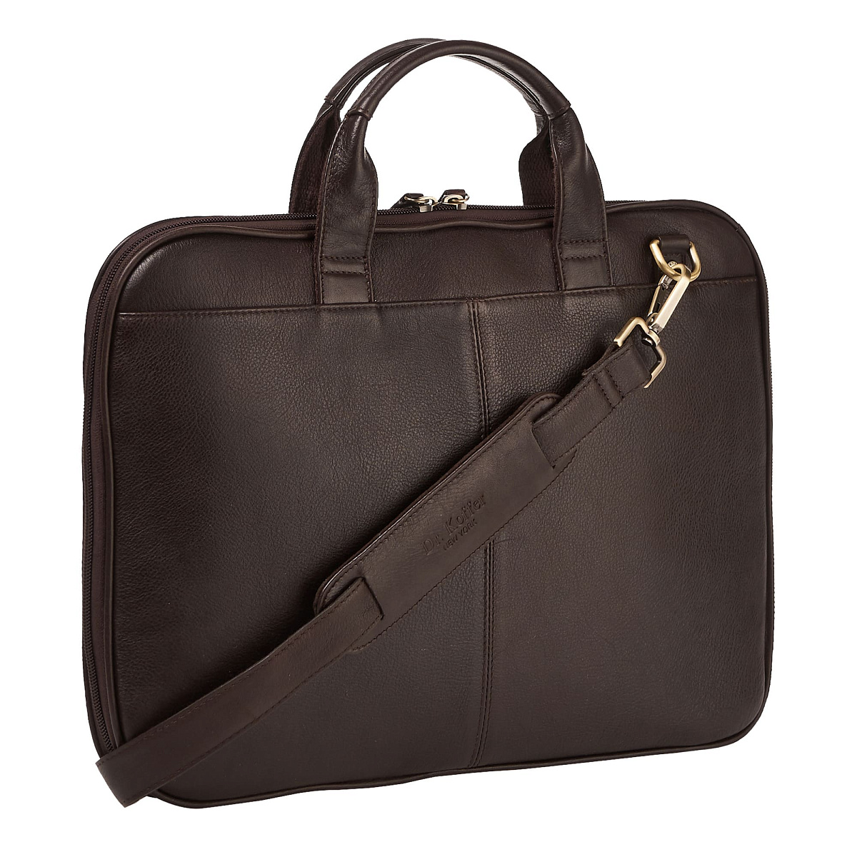 Деловая сумка Dr.Koffer из натуральной кожи темно-коричневая