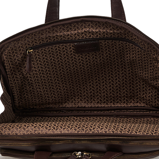 Деловая сумка Dr.Koffer из натуральной кожи темно-коричневая