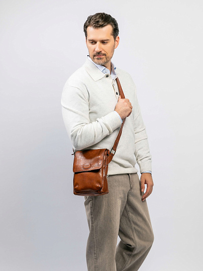 Сумка через плечо Dr.Koffer из натуральной кожи коричневая