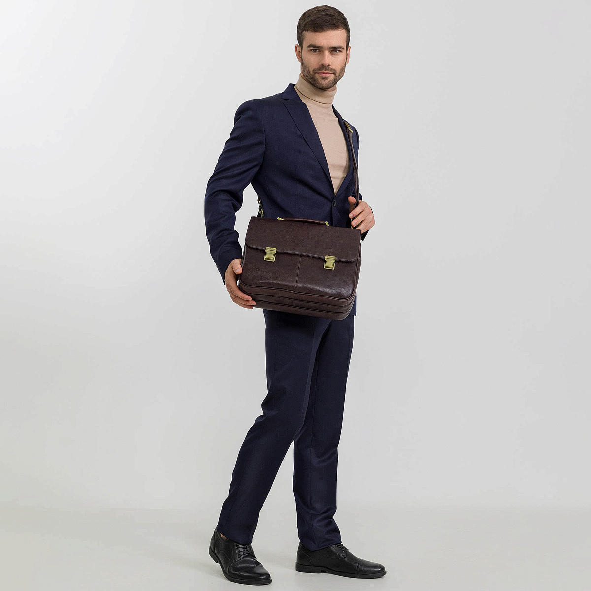Портфель Dr.Koffer из натуральной кожи темно-коричневый