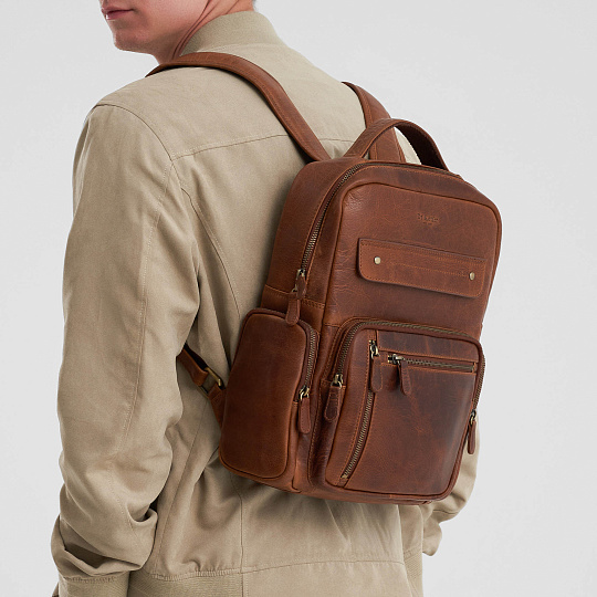 Рюкзак Dr.Koffer из натуральной кожи светло-коричневый