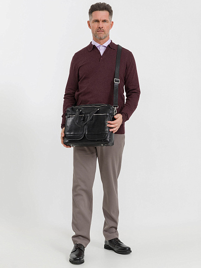 Деловая сумка Dr.Koffer из натуральной кожи черная