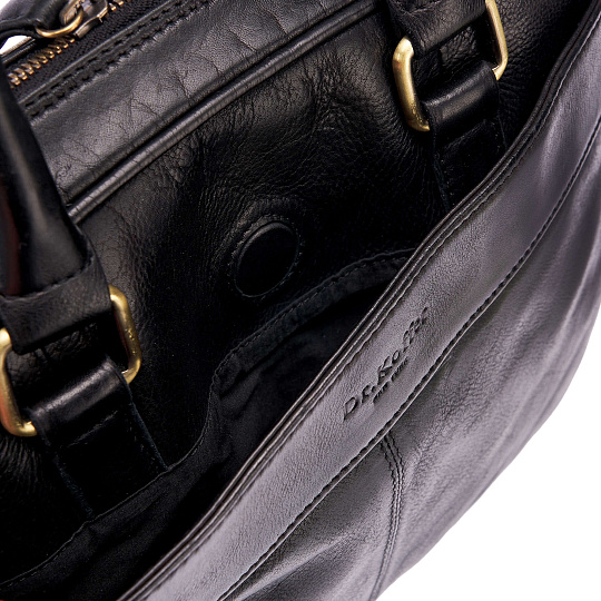 Деловая сумка Dr.Koffer из натуральной кожи черная