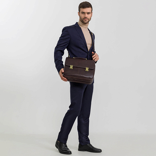 Портфель Dr.Koffer из натуральной кожи темно-коричневый