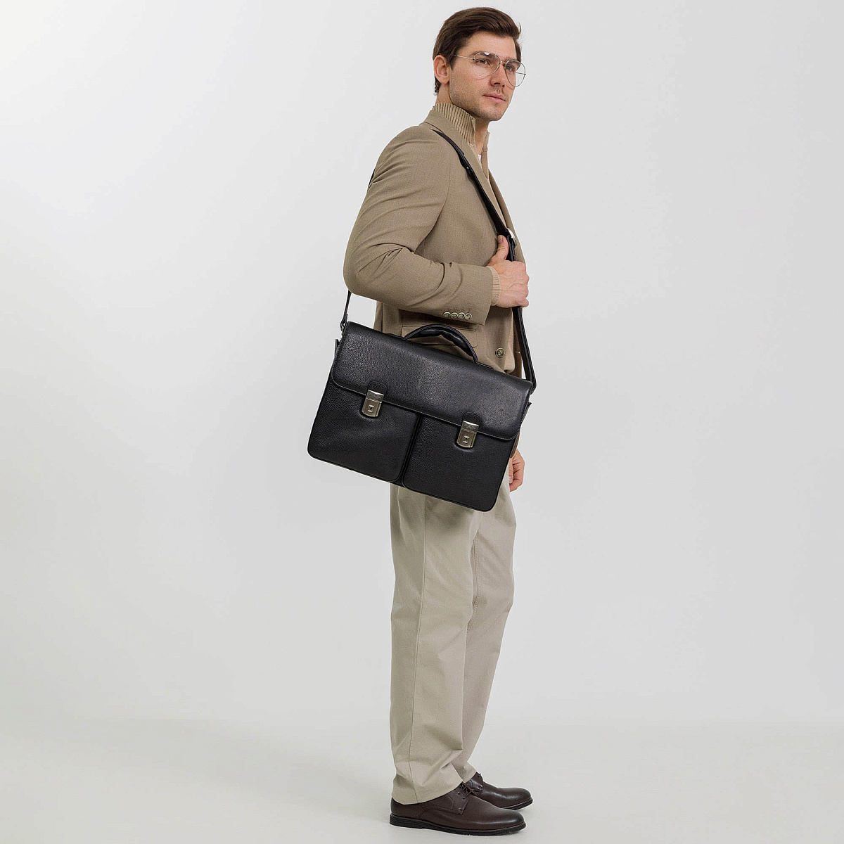 Портфель Dr.Koffer из натуральной кожи черный