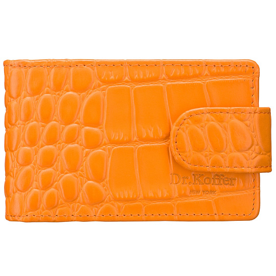 Оранжевая визитница из натуральной фактурной кожи Dr.Koffer X510151-171-58