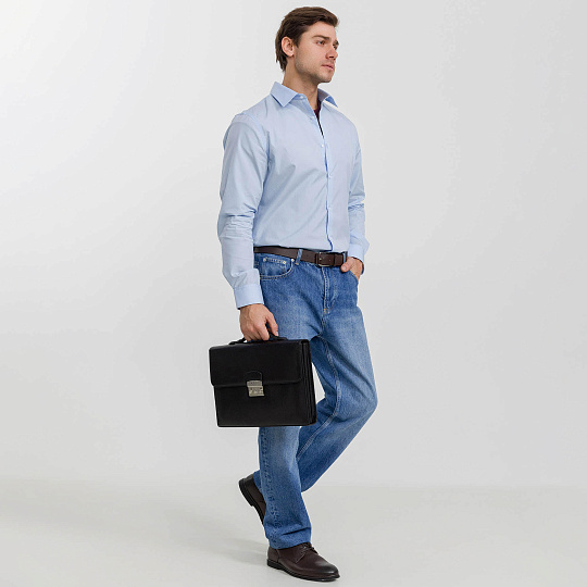 Портфель Dr.Koffer из натуральной кожи черный