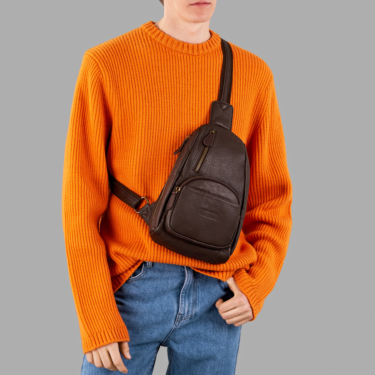 Рюкзак Dr.Koffer из натуральной кожи темно-коричневый