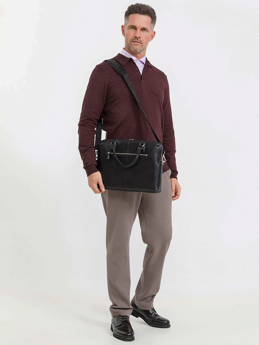 Деловая сумка Dr.Koffer из натуральной кожи черная