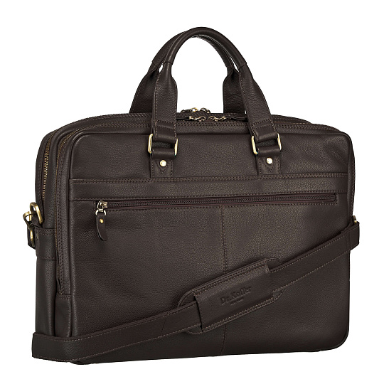 Деловая сумка Dr.Koffer из натуральной кожи темно-коричневая