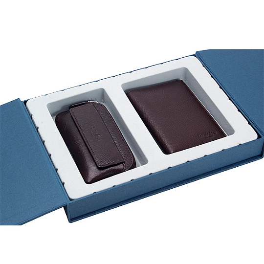 Подарочный набор: обложка для документов и ключница коричневого цвета Dr.Koffer X510281-02-09