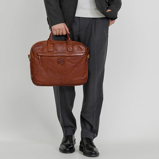 Деловая сумка Dr.Koffer из натуральной кожи коричневая