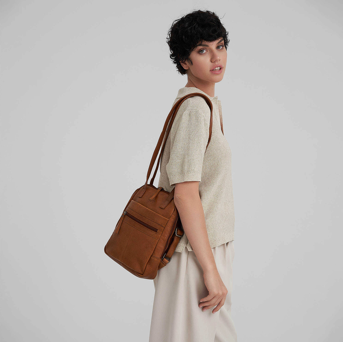 Рюкзак Dr.Koffer из натуральной кожи светло-коричневый