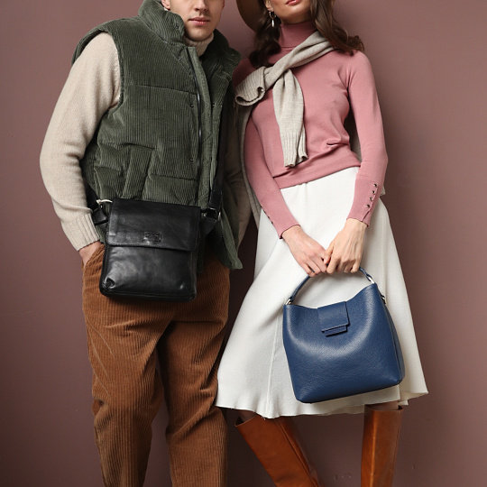 Сумка через плечо Dr.Koffer из натуральной кожи черная