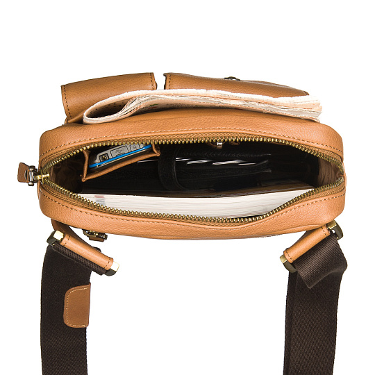 Сумка через плечо Dr.Koffer из натуральной кожи коричневая