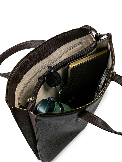 Деловая сумка Dr.Koffer из натуральной кожи темно-коричневая