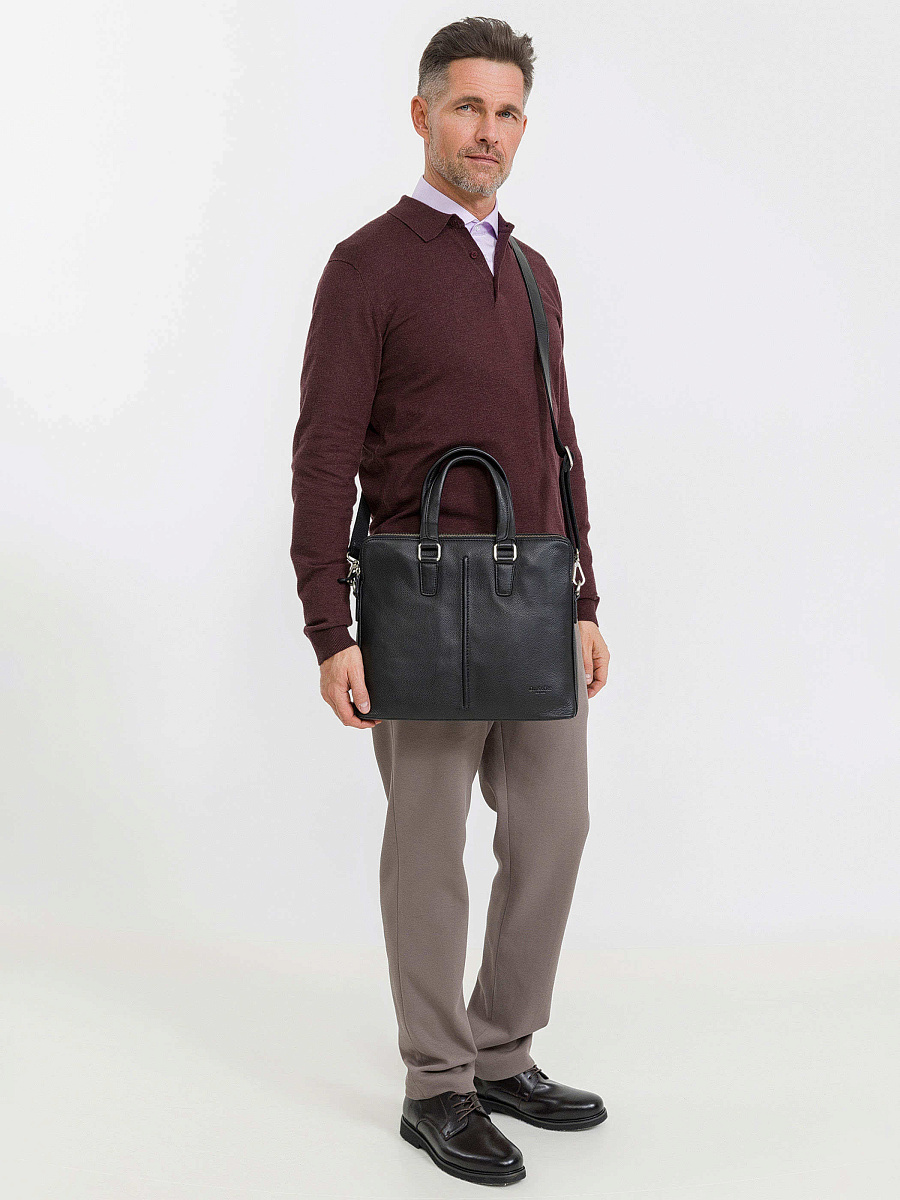 Деловая сумка Dr.Koffer из натуральной кожи черная