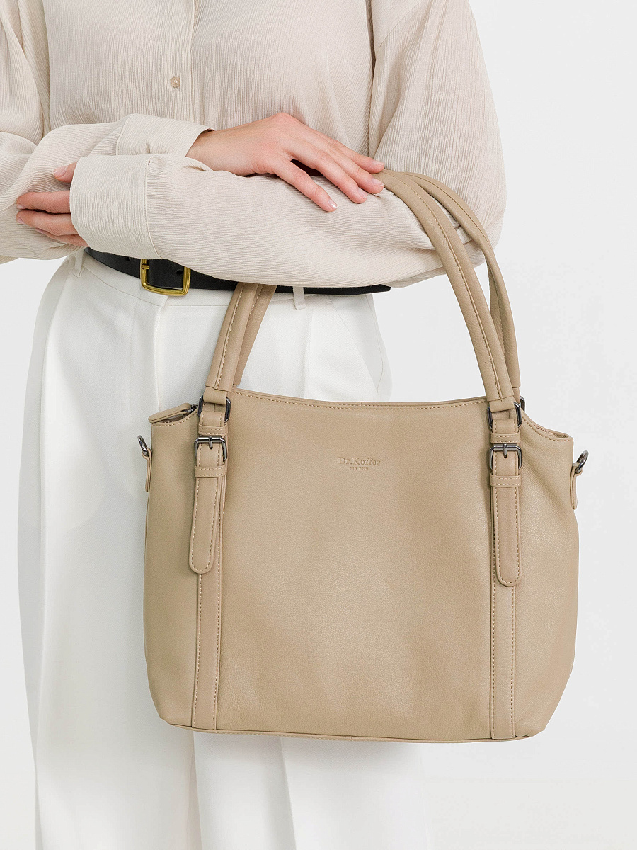 Женская сумка Dr.Koffer из натуральной кожи бежевая