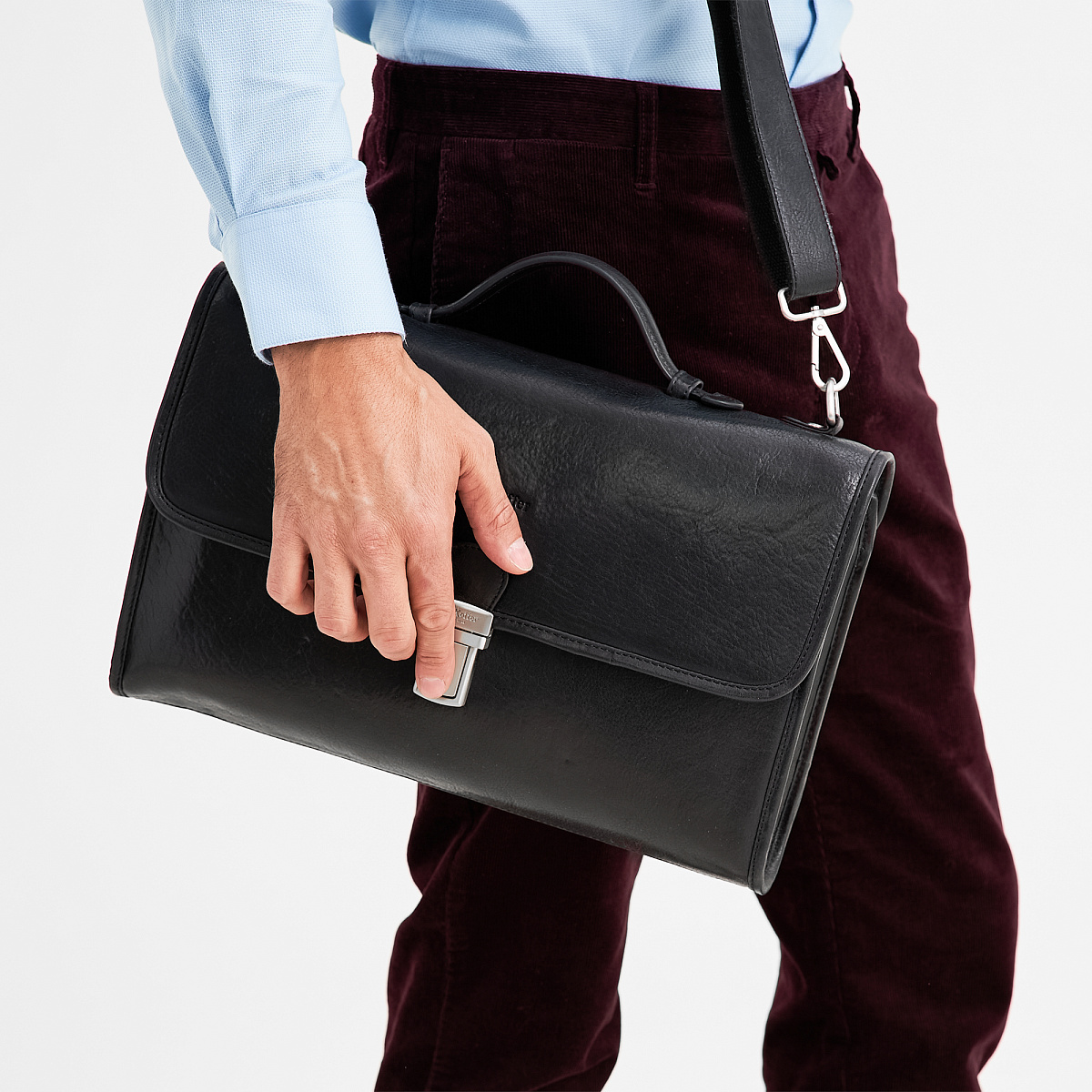 Портфель Dr.Koffer из натуральной кожи черный