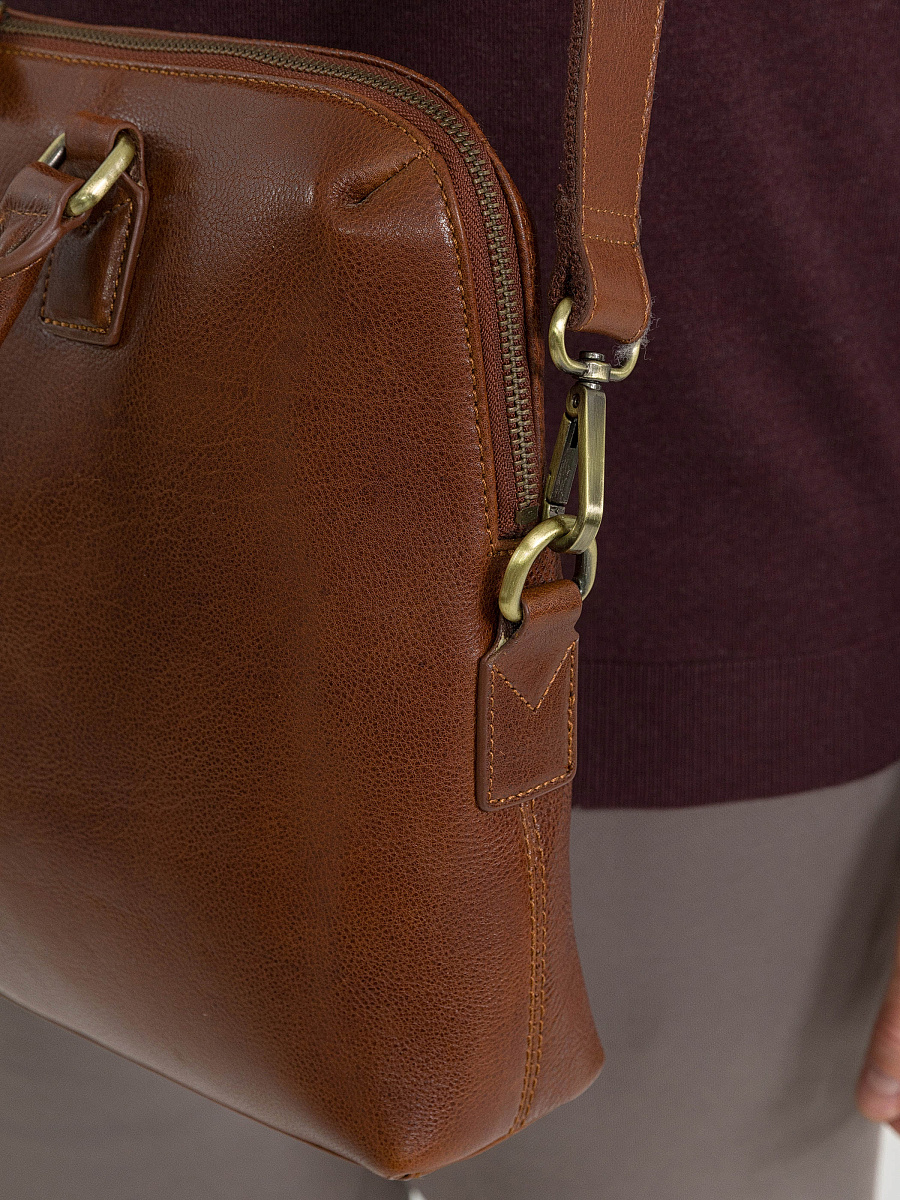 Деловая сумка Dr.Koffer из натуральной кожи коричневая