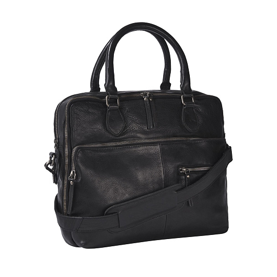 Деловая сумка Dr.Koffer из натуральной кожи черная