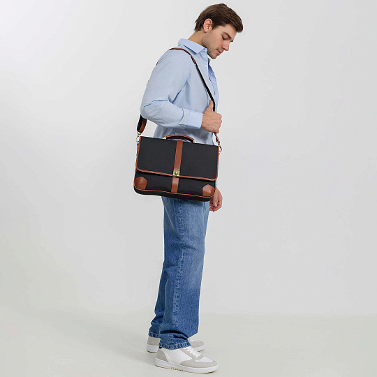 Портфель Dr.Koffer из нейлона и натуральной кожи