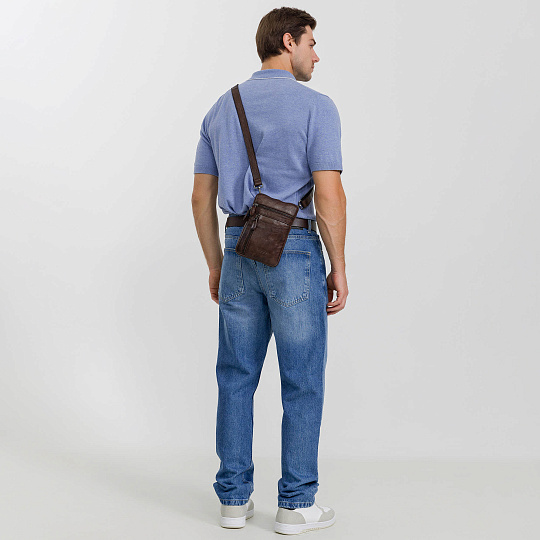 Сумка через плечо Dr.Koffer из натуральной кожи коричневая