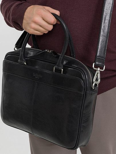 Деловая сумка Dr.Koffer из натуральной кожи черная