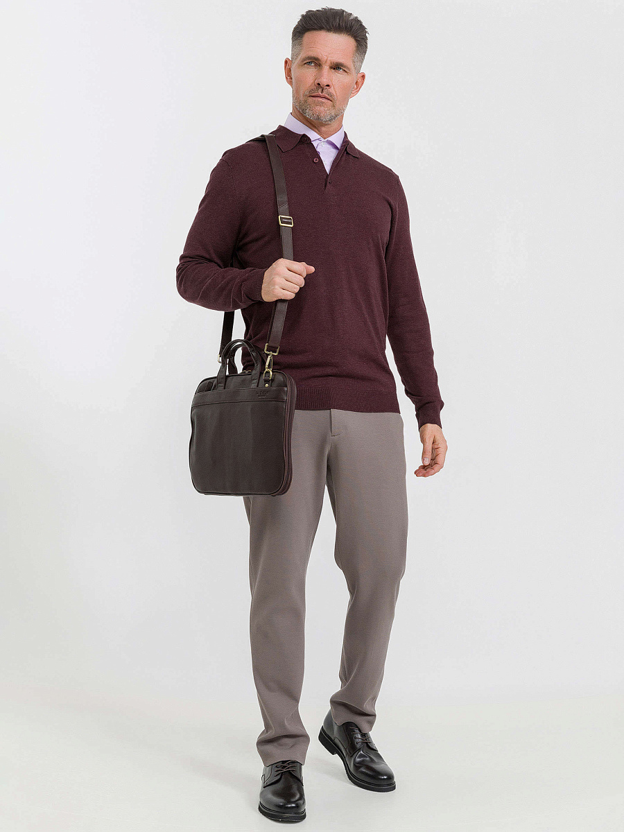 Деловая сумка Dr.Koffer из натуральной кожи темно-коричневая