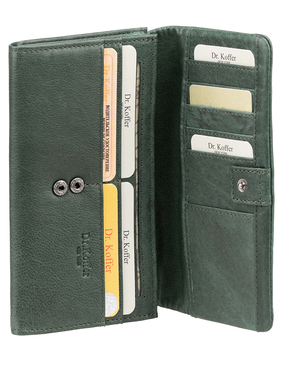 Кошелек Dr.Koffer из натуральной кожи зелёный