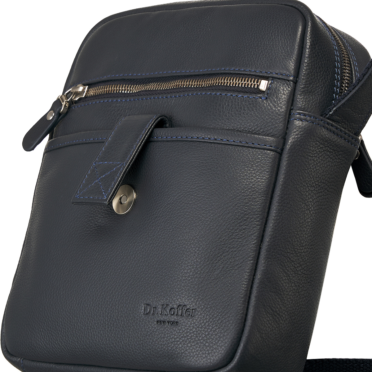 Сумка через плечо Dr.Koffer из натуральной кожи синяя
