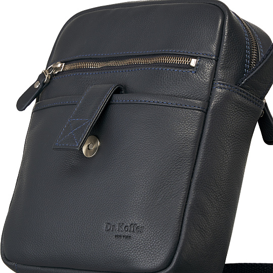 Сумка через плечо Dr.Koffer из натуральной кожи синяя
