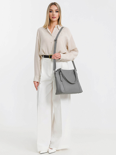 Женская сумка Dr.Koffer из натуральной кожи серая