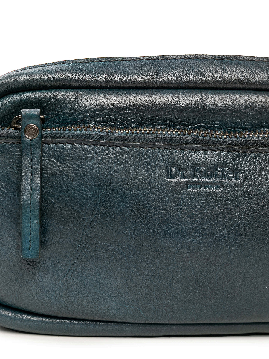 Сумка на пояс Dr. Koffer из натуральной кожи синяя